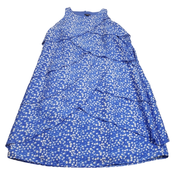 Ann Taylor Silk Chiffon Dress Fairy Polka Dot Ruffle Tiered Dainty Blue Size 14 - Picture 12 of 14